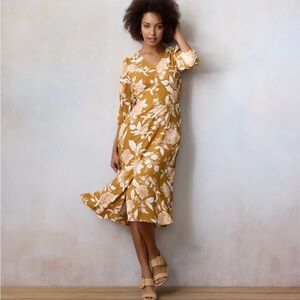 LC Lauren Conrad Yellow Floral Midi Dress
